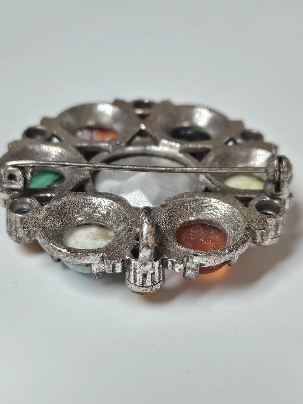 Miracle Multicolor Cabochon and Amber Crystal Brooch